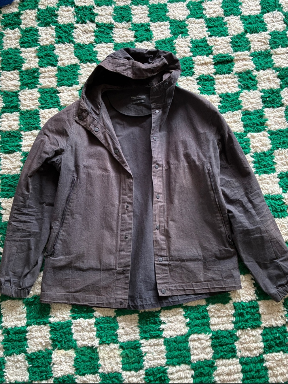 Welcome Stranger Men's Waxed Shell Hooded Lightweight Jacket - Charcoal